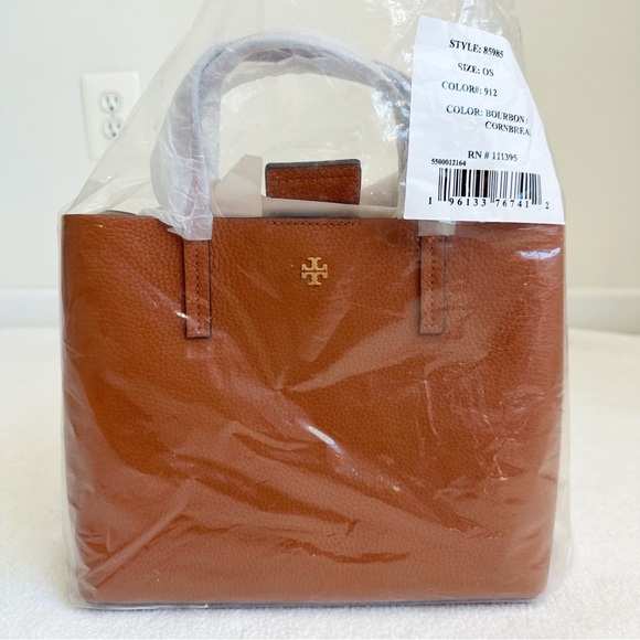 Tory Burch NEW with Tags Blake Leather Small Tote Crossbody in Bourbon Cornbread - Picture 14 of 16